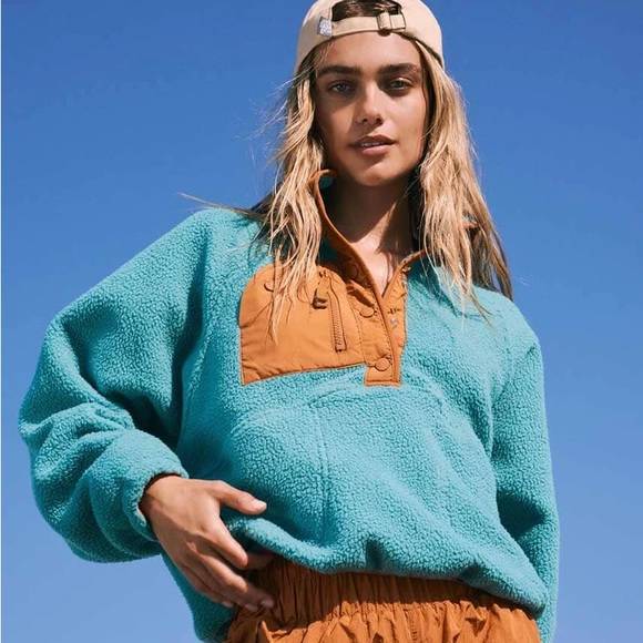 Free People Hit The Slopes Color Block Fleece Pullover -  Mountain Majesty - Picture 7 of 8